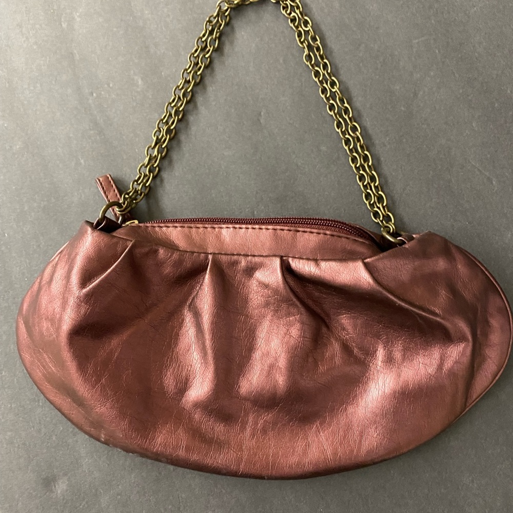 Necessary Objects pearly wine vegan leather small handbag